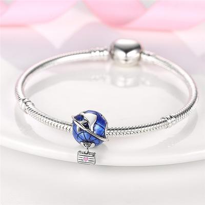Charmscopper Plated Blue Earth Airplane Suitcase Heart Beads Fit Charmsoriginal Bracelet Beads Women Jewellery Making