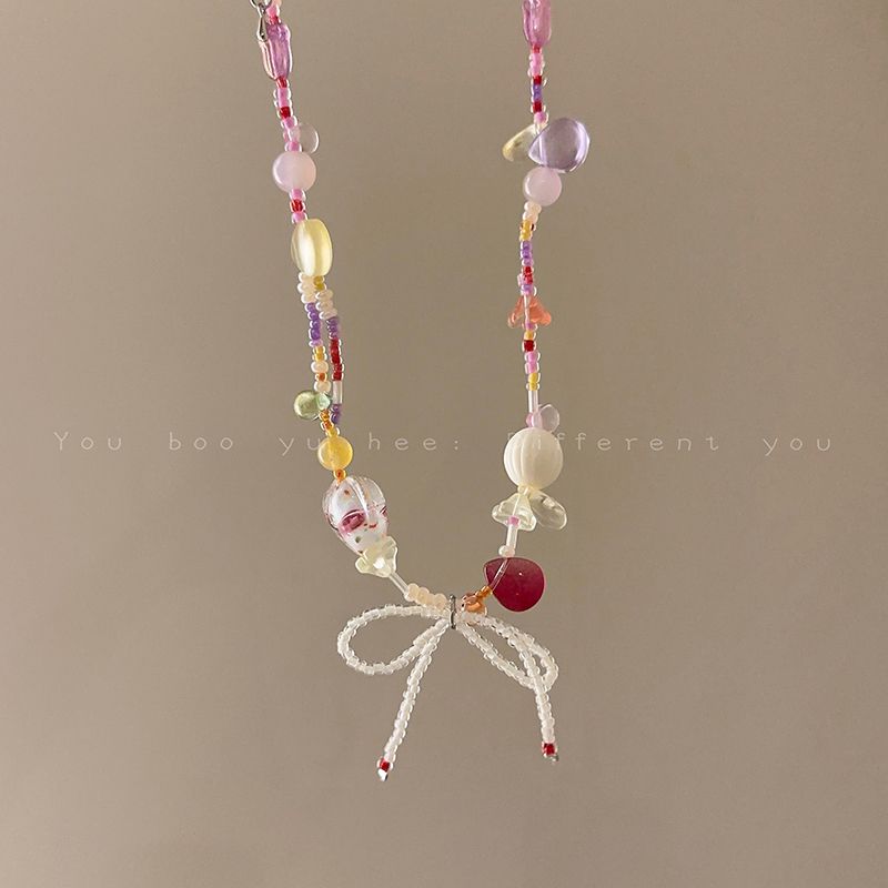 Summer Dopamine Female Glaze Clavicle Chain Bows