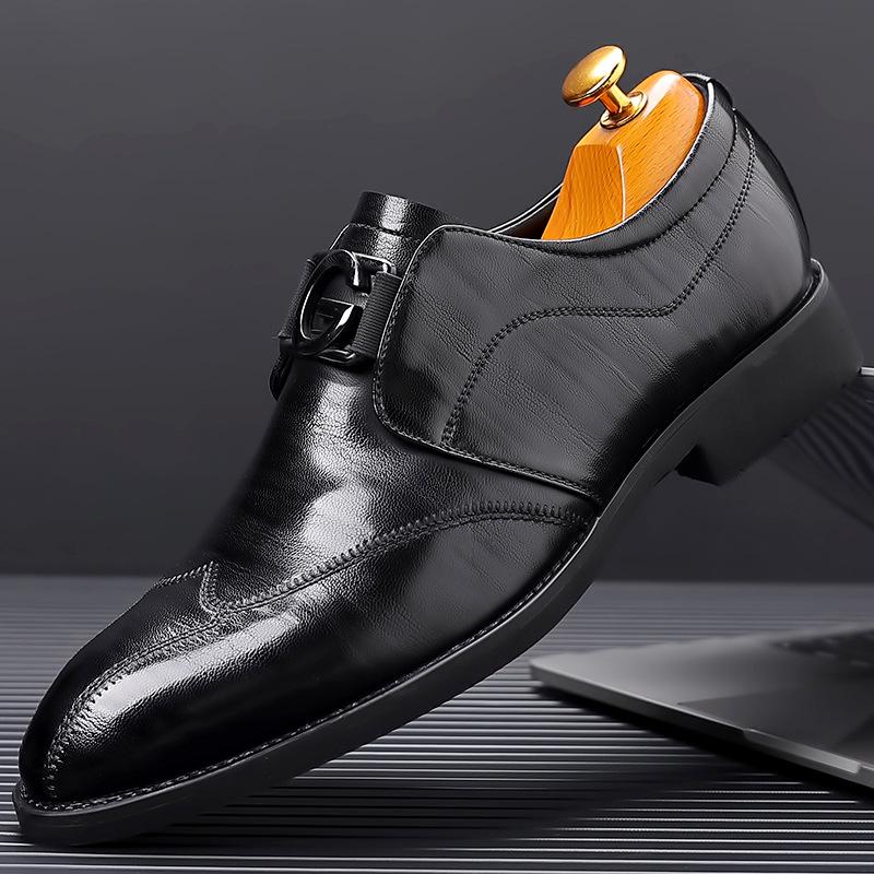 

Мужские универсальные кожаные слипоны Весна 2025: Модная деловая и повседневная обувь Size 43 чёрный