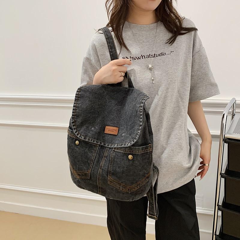 Large Capacity Backpack Women Denim Backpack