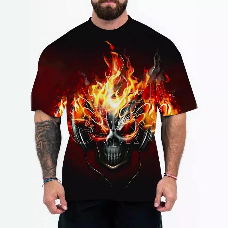 3D Digital Printing of European American Adult Men's T-shirts with Animal Character Patterns