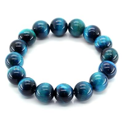 Bracciale Occhio di Tigre Azzurro 14mm Pietra Naturale Pietra di Potere Fortuna nel Lavoro Buona Fortuna [Sekki] Uomo Denaro, Fortuna, [b577_1_17]