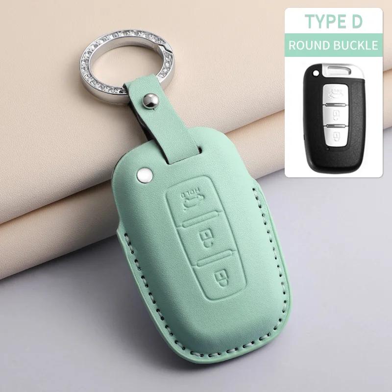 For Hyundai Creta Ix35 Ix45 I10 I30 I40 Car Keychain Protective Cover PU Leather Car Key Case Cover