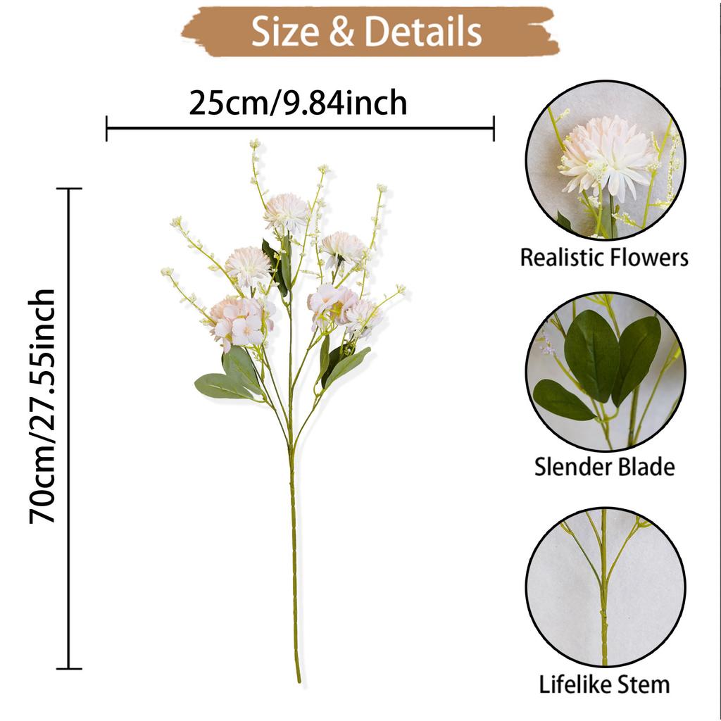 Simulation Flower 5 Pronged Spherical Chrysanthemum, Artificial Simulation Green Plant Wedding Wedding Hall Floor Arrangement Flower Silk Flower