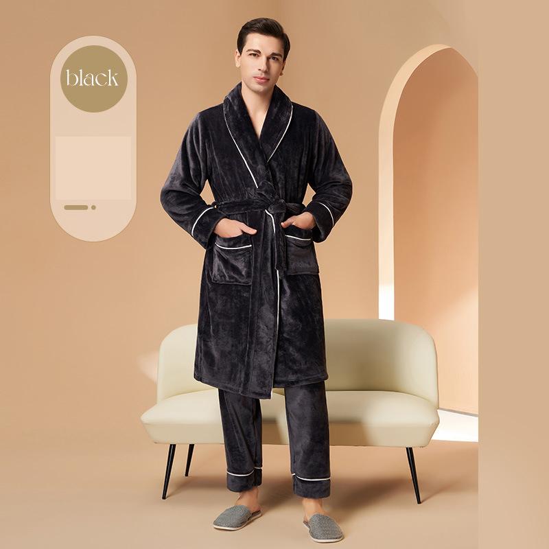 Lounge Robes Winter Coral Velvet Pajamas Women Thickened Padded Couple Robe Winter Warmth Fashion Bathrobe Comfortable and Thick Sleepwear Robe