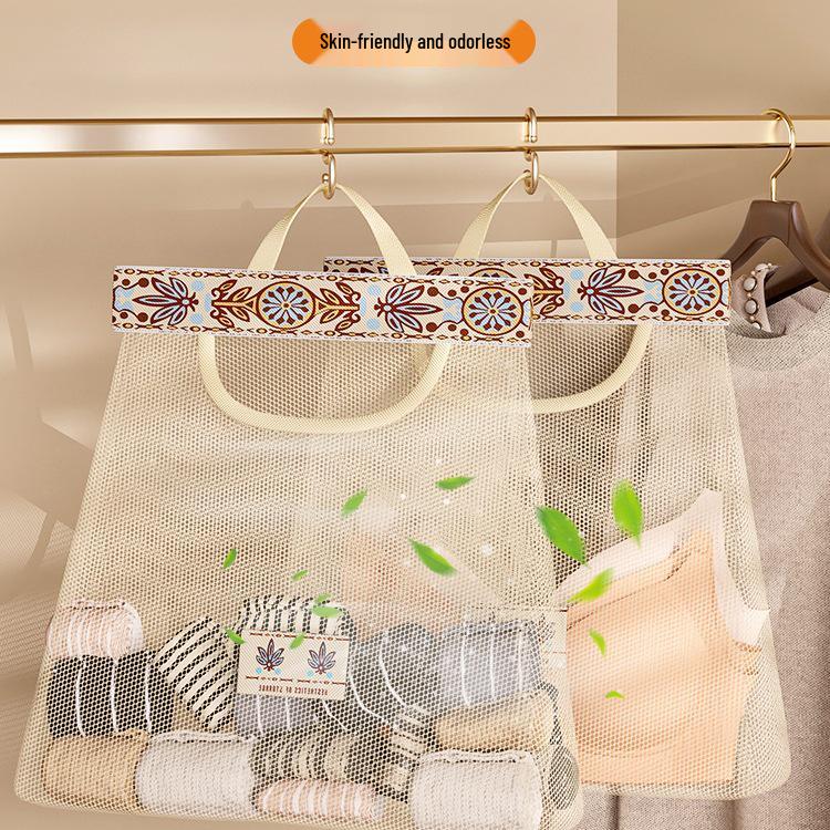 Hanging Sock & Underwear Organizer with Mesh Pockets, Wall-Mountable for Closet or Dormitory