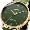 CASIO Quartz Mens Watch MTP-VT01GL-3B Gold Green Leather Band Overseas Model