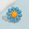 Flower Ring for Women Blue Pedals Large Boho Floral Ring Big Blooming Flower Zinc Alloy Ring for Wedding Holiday Jewelry Gifts