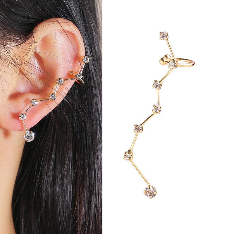 Personalized Integrated Earbone Clip Earrings, Asymmetrical Full-Drilled Butterfly Serpentine Earrings