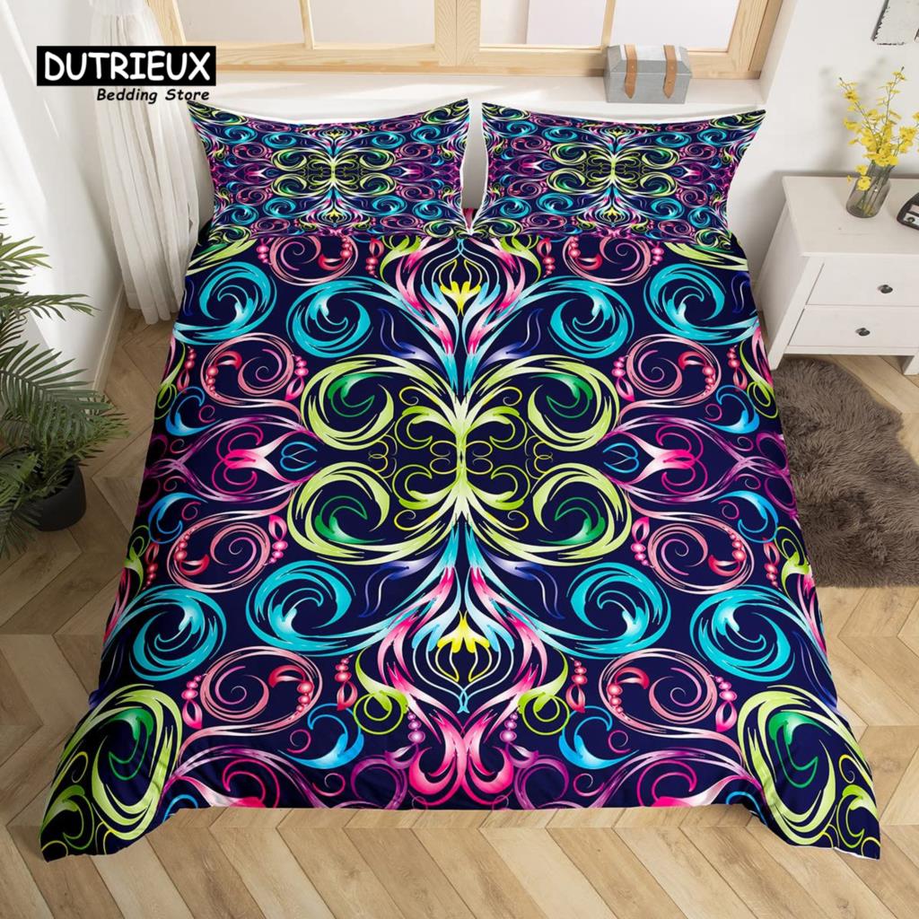 Bohemian Mandala Bettwäsche-Set, 3-teiliges Bettwäsche-Set, Weiche Bequeme Atmungsaktive Bettbezüge, Für Schlafzimmer Gästezimmer Dekor