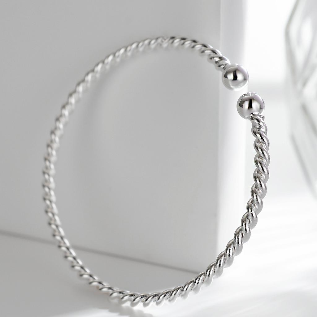 Nowa bransoletka z koralików z drutu skręcanego Otwierana Modna bransoletka osobowości Hurtowa biżuteria srebrna Prezent na urodziny