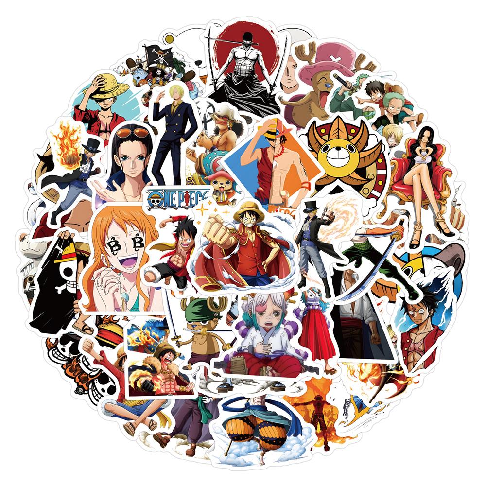 10/30/50pcs ONE PIECE Anime Stickers Vintage Luffy Ace Zoro Cartoon Decals Toys Waterproof DIY Skateboard Notebook Phone Case