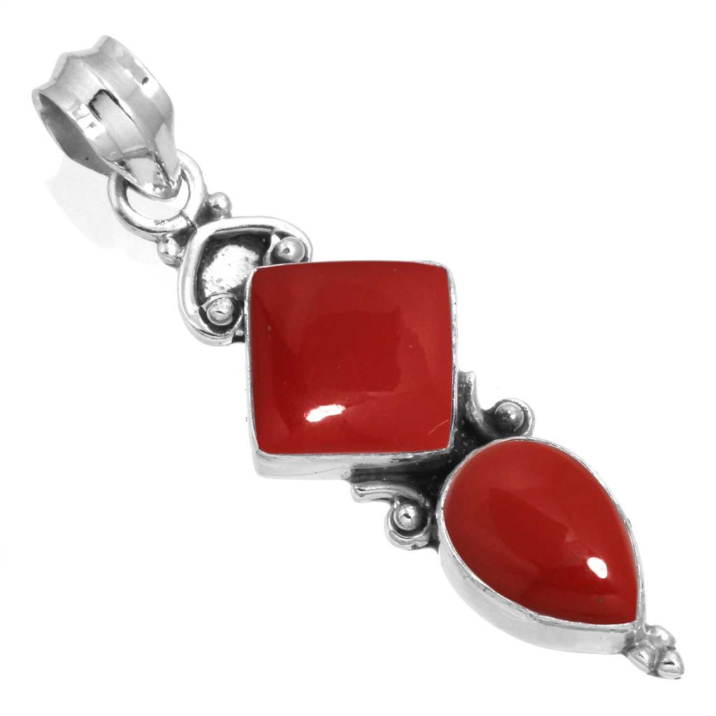 925 Sterling Silver Pendant Women Gemstone Handmade Jewelry Valentine's Day Gift Malachite Moonstone Rose Quartz Red Stone Smoky Topaz Tiger Eye