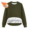 Women's Casual Fashion RoundNeck Pullover Top Winter Solid Color Plush Sweatshirt