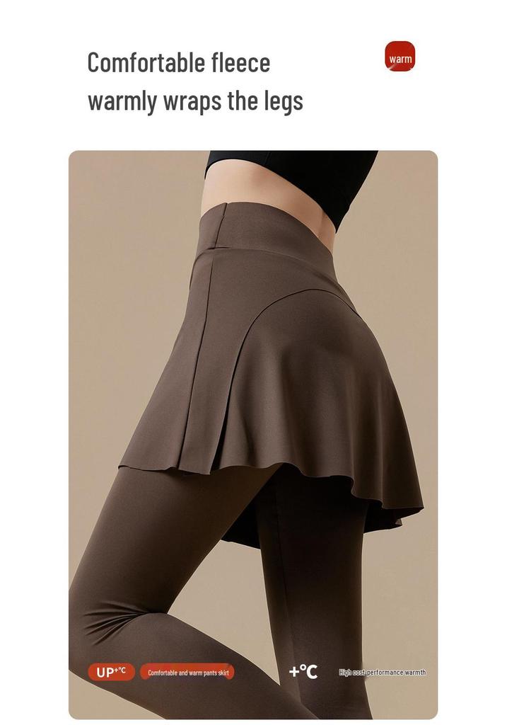 Plus-Size Micro-Flare Skirted Leggings for Women - Warm, Thick, Velvet Base Layer for Spring & Autumn
