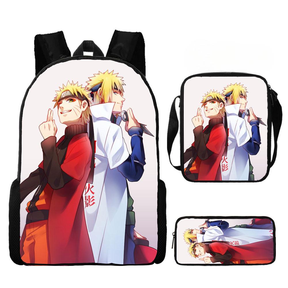Backpack Naruto Children Set With Pencil Case And Versatile For School Trips Day