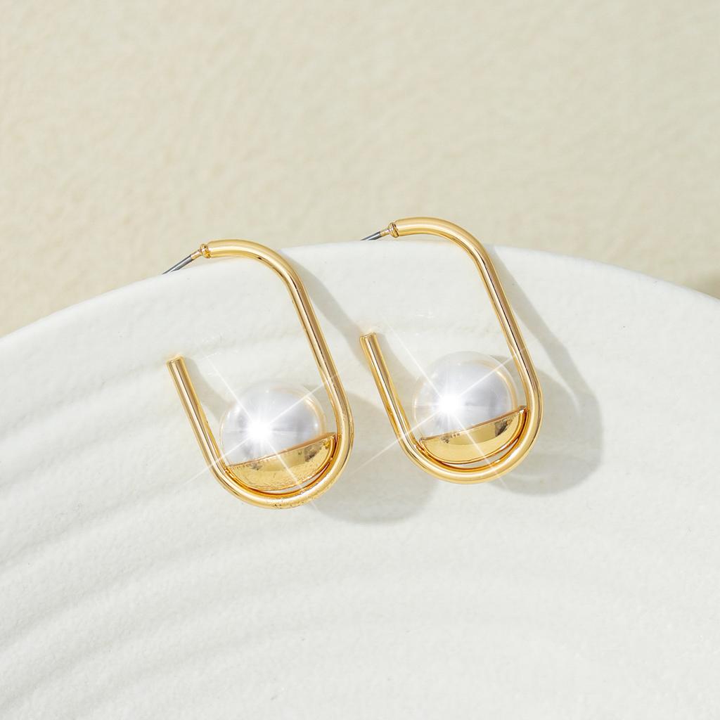 Imitation Pearl Oval Earrings