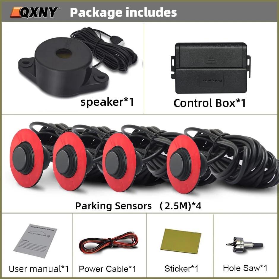 Flush Mount 4 Probe Reverse Parking Sensor Adjustable Depth Bumper Backup Radar System with Distance Alert Aid