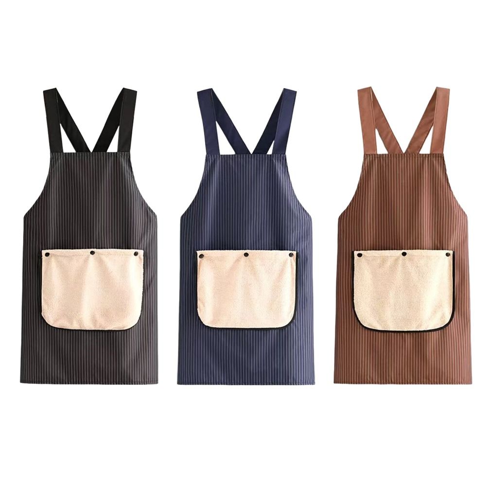 Waterproof Kitchen Apron Sleeveless Cross Back Cooking Baking Bibs with Removable Hand Towel Anti-fouling Restaurant Uniform