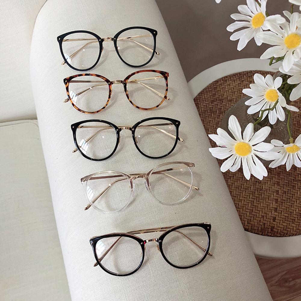 1PC Optical Glasses Frame Women Men Round Oversized Eyeglasses Frames Metal Spectacles Clear Lenses Glasses Cat Eyes Retro New