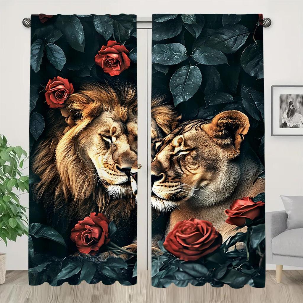 Set of 2 Thermal Noise-Reducing 3D Printed Curtains for Bedroom or Living Room, Light-Filtering with Rod Pocket.