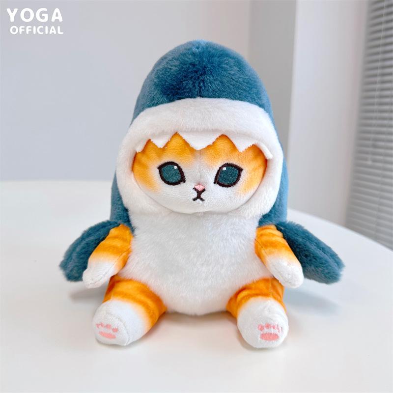 Cute Shark Cat Fried Shrimp Cat Plush Doll Pendant Dolls Beautiful Room Car Bag Decoration Pendant Christmas Gifts Keychain