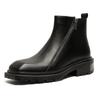 Korean version of zipper Chelsea boots trendy British style platform square head Martin boots men's mid-top leather shoes 4512-J