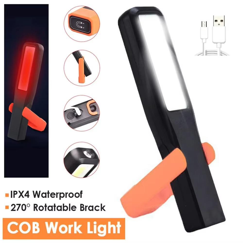 USB Rechargeable LED Work Light 1000 Lumens COB Lantern with Power Capacity Indicator Handled Flashlight for Outdoor Car Repair