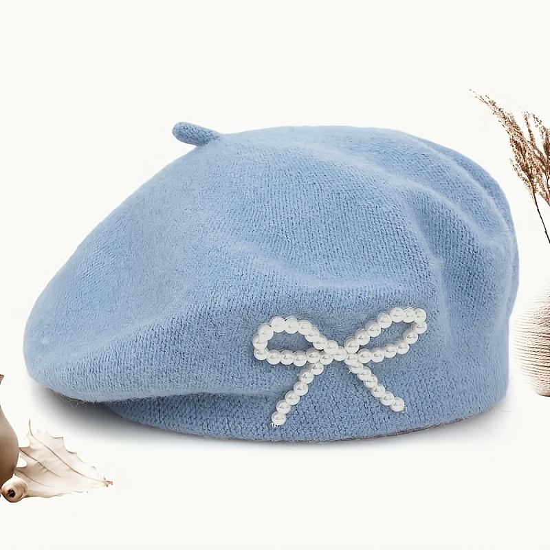 1pc Solid Color Women's New Bow Wool Beret, Suitable for Daily Use, Available in Multiple Colors