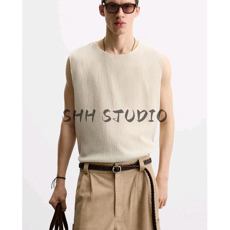 Summer New Men's Wear American Sports Style round Neck Loose Convex Vest Sleeveless T-shirt 4087469