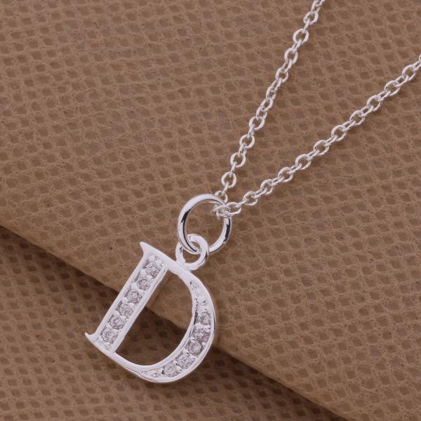 925 Silver Plated Korean Style 'D' Necklace Jewelry