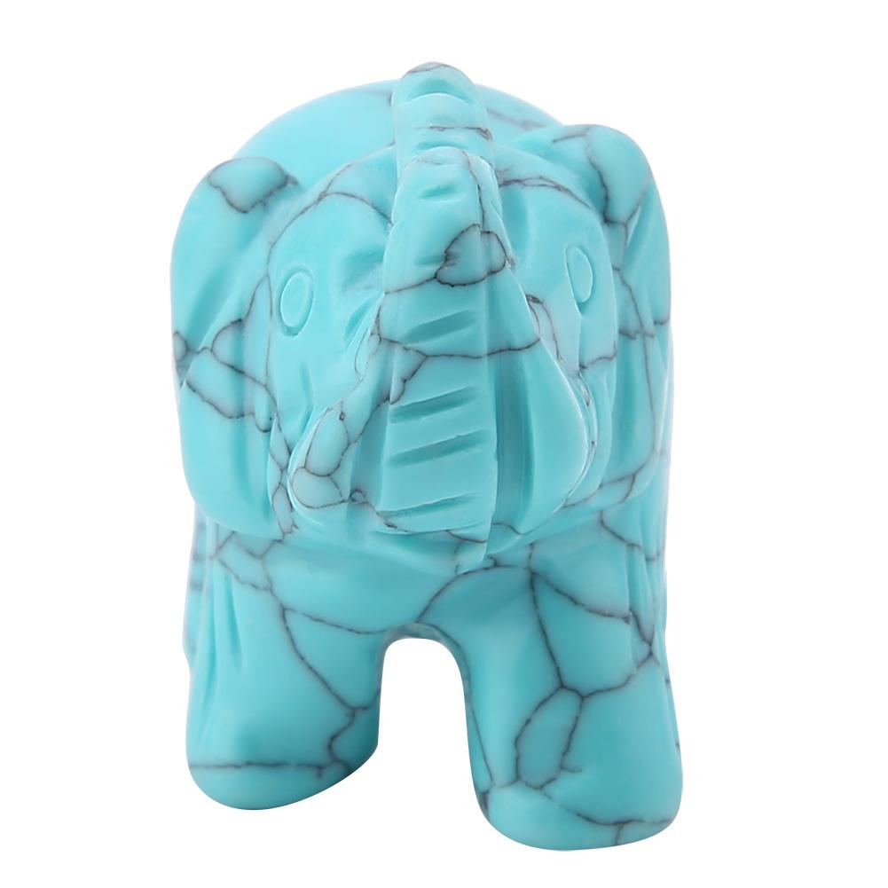 1.5inch Natural Stone Carved Elephant Crystal Figurine Home Decoration Furnishing Article (#02)
