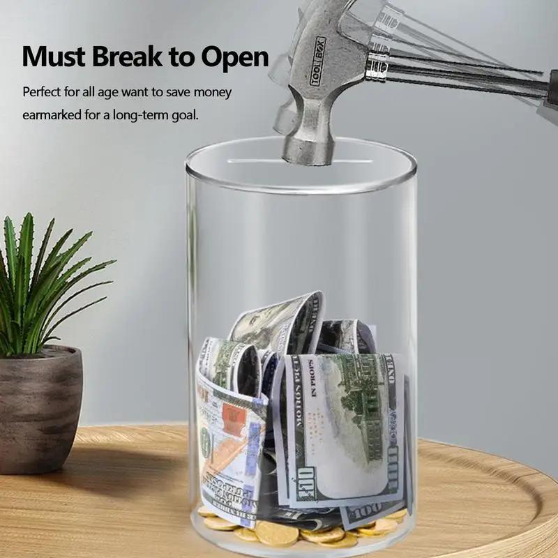 Large Piggy Bank for Adults Kids Vcertcpl Acrylic Clear Piggy Bank Coin Bills Bank Money Saving Jar Unopenable Change Jar