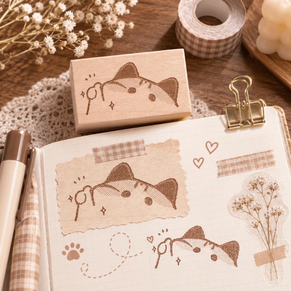 Cartoon Design Rubber Stamp Solid Wooden Grip Decorative Seal Cute Wooden Rubber Stamp Journal