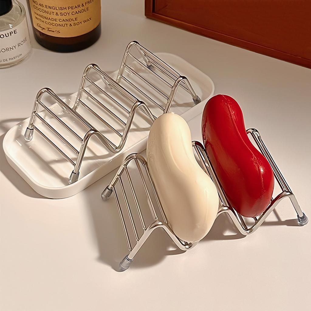 Stainless Steel Soap Tray, Wave Soap Net Tray Dressing Table Space Saving Bathroom Shelf Storage Rack No Drilling Required