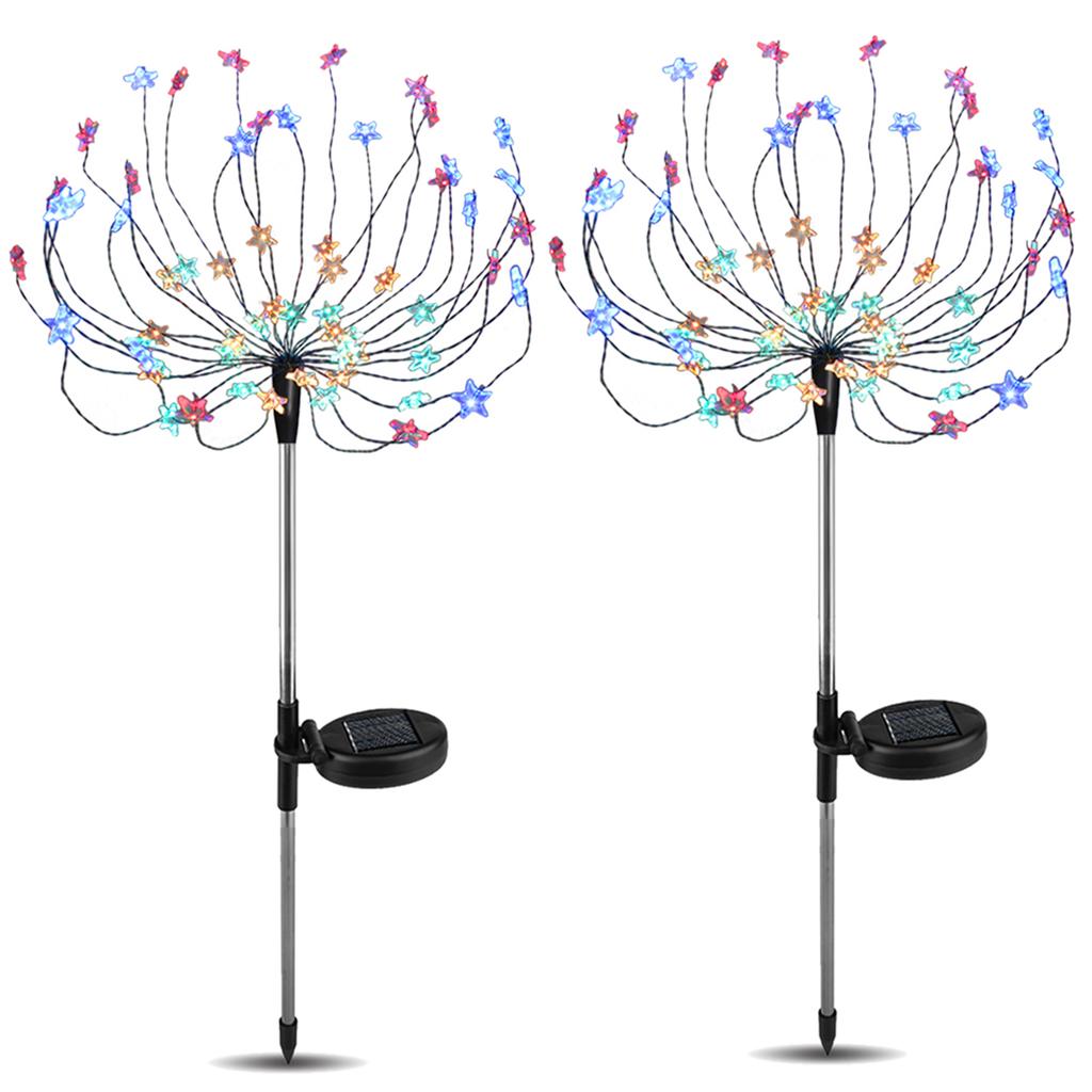 2Pcs Set 90LED Chips Solar Star Light Garden Decorative Lights for Walkway Patio Lawn Decor(Lumière coloree )