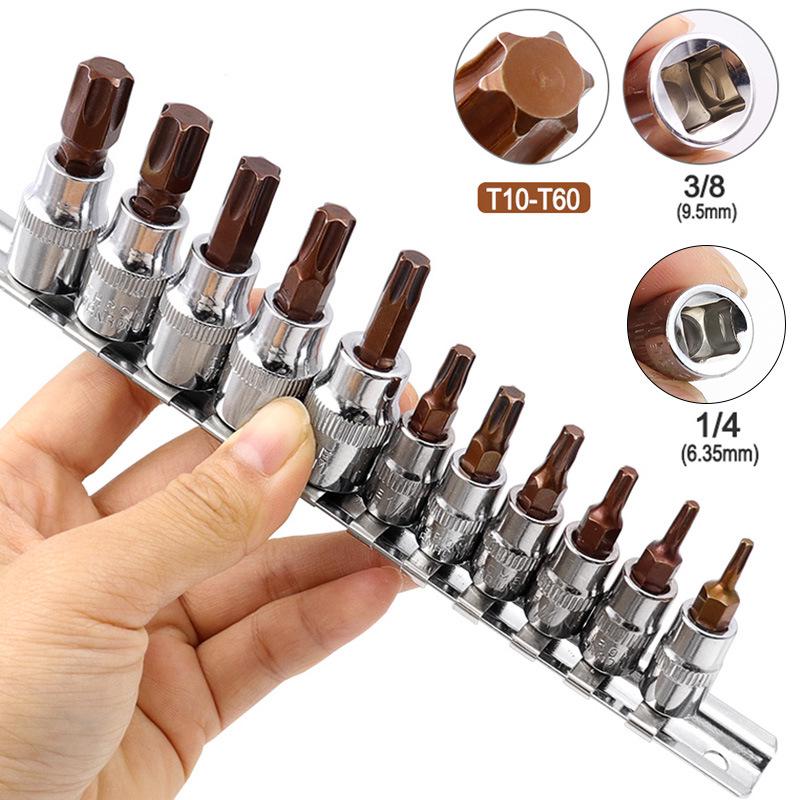

Hexagonal Star-Shaped Plum Blossom Screwdriver Bits and S2 Socket Tool 11-Piece Set