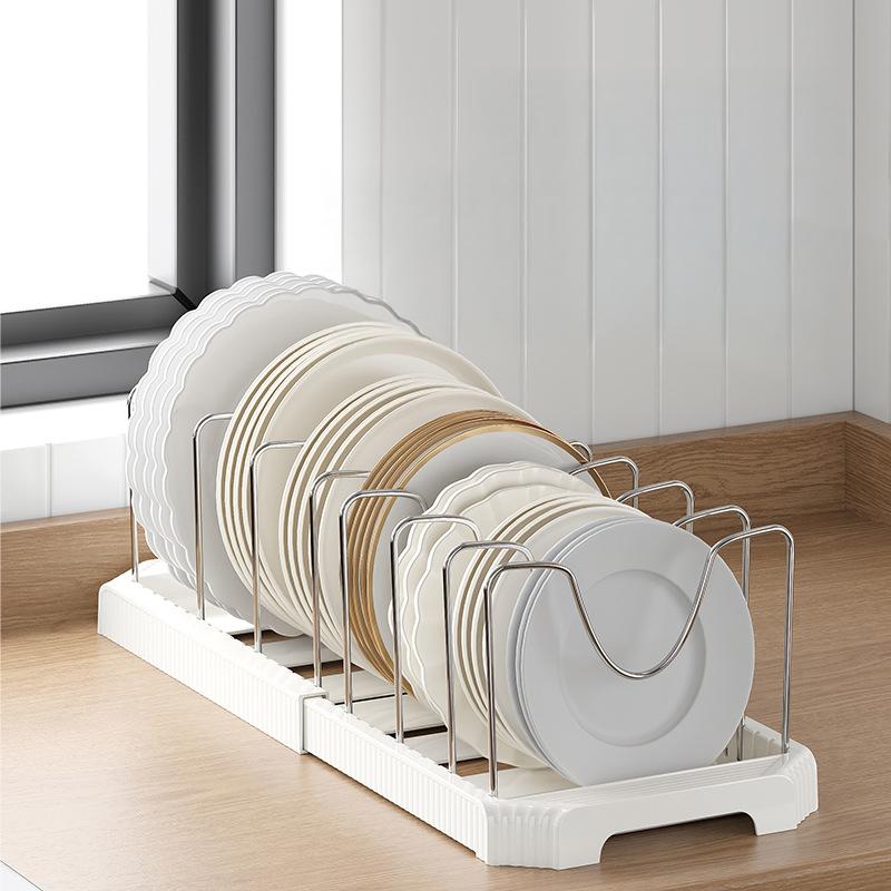 1pc Kitchen Retractable Storage Rack Multi-functional Cabinet Bowl Shelf Kitchen Pot Cookware Draining Rack Kitchen Organizer