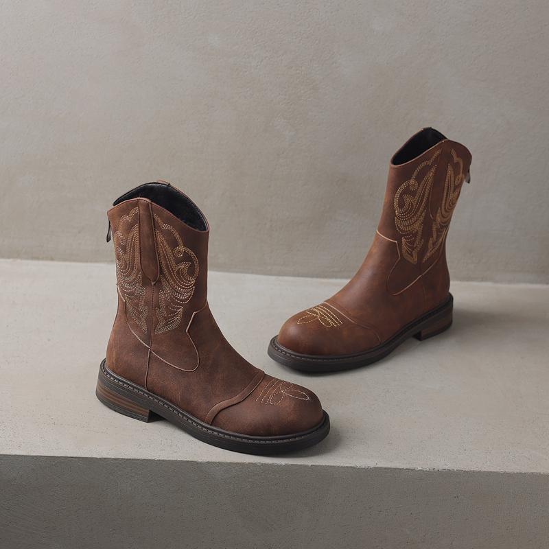 

Ботильоны в этническом стиле Майяра, женские, с вышивкой, с круглым носком, в стиле ретро, короткие, женские, дизайнерские, брендовые, швейные, Botas Mujer 35