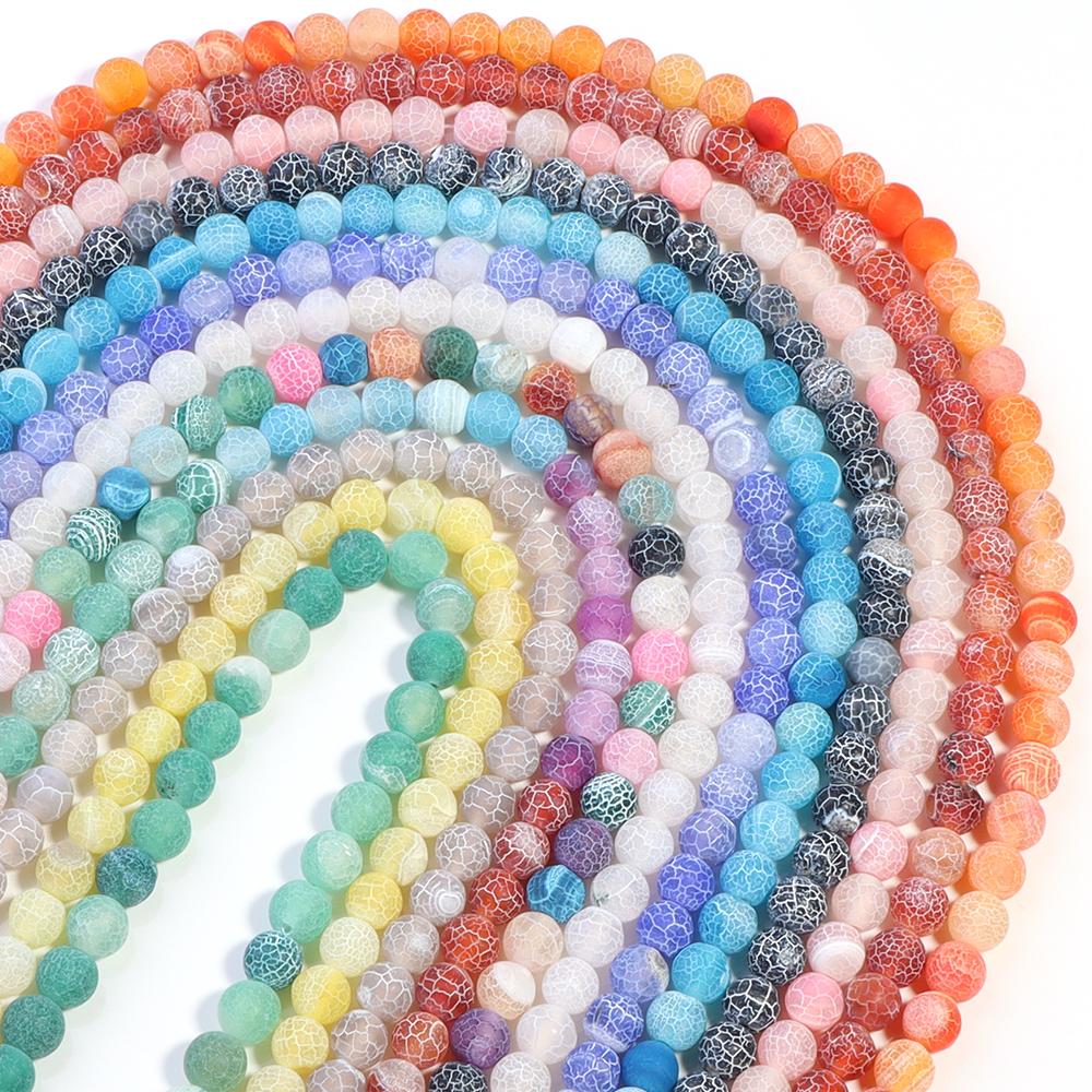 Natural Weathered Agate Stone Beads 6/8/10mm Color Loose Beads Spaced Beads for Jewelry Making Accessories DIY Bracelet Necklace