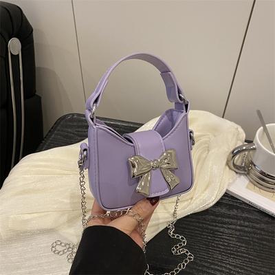 Exquisite Mini-Handtasche mit Schleife in neuen Bonbonfarben, Kindertasche, Kette, Umhängetasche, Damen