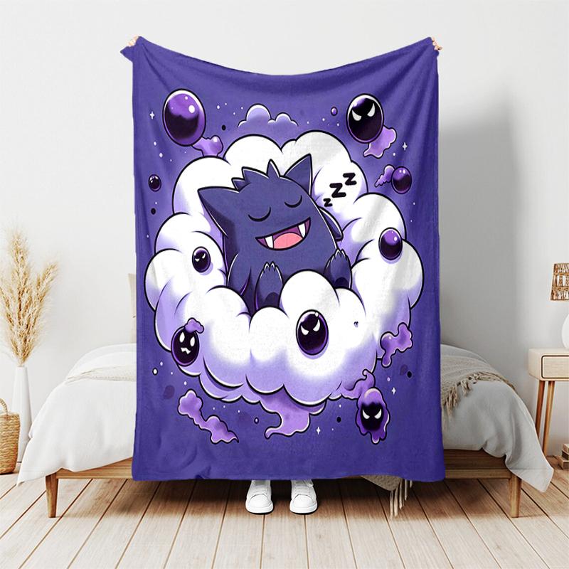 1pc Blanket Pokémon Characters Print Design, Lightweight Blanket for Sofa, Bed- Soft &Warm, Gift for All Seasons Like Christmas, Halloween