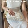 Sweet autumn and winter French retro niche fish scale bright beads cloud dumplings fashionable versatile hand-held messenger bag girl