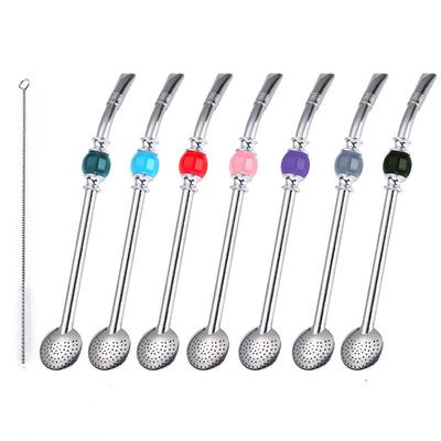 Stainless Steel Drinking Straw Spoon Tea Filter Yerba Mate Tea Straws Bombilla Gourd Reusable Coffee Tea Tools Washable Tea Tool