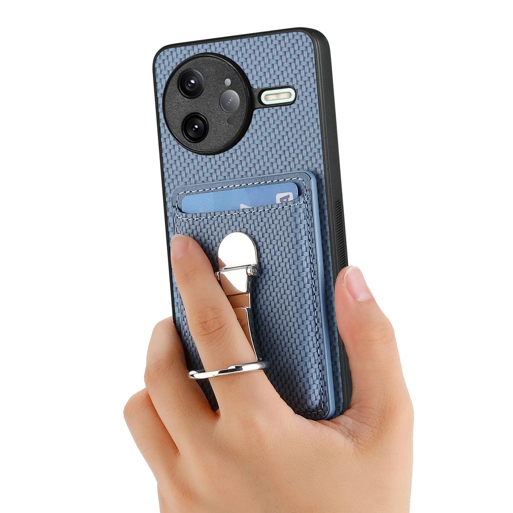 Für Xiaomi Poco F7 Ultra 5G/Xiaomi Redmi K80 Pro 5G Leder Handy-Rückseite mit Ständer und Kartenfächern Carbonfaser-Textur
