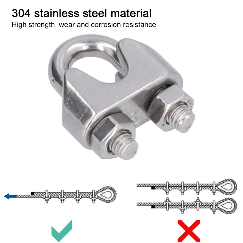 20Pcs 304 Stainless Steel Wire Rope Clamp 1/16 Inch Rigging Cable Clip  Hardware Rigging