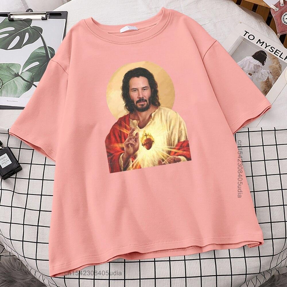 Funny Jesus Keanu Reeves Give You Heart Print Tshirts Fashion Men T Shirt HipHop Brand TShirt Summer Male Causal Tshirts