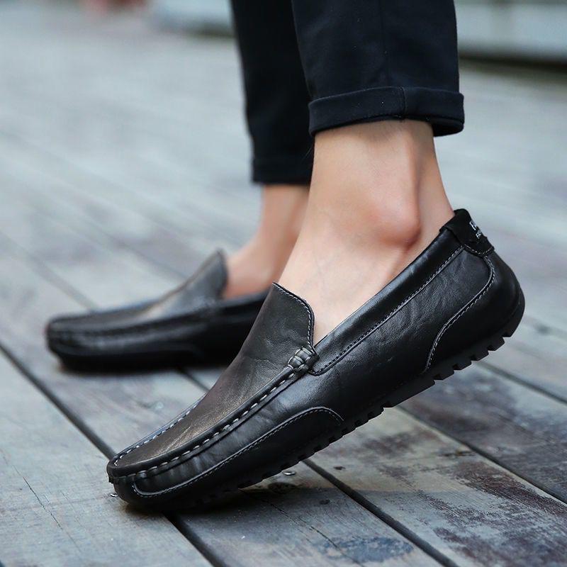 

Мужские лоферы из натуральной кожи ручной работы, удобная повседневная обувь без шнуровки для вождения, брендовые мягкие мокасины, большой размер 37-47 44