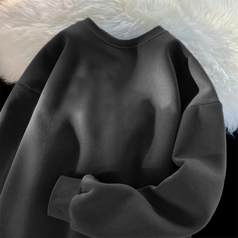 Men's and Women's Autumn/Winter Plus Velvet Solid Color Thick Loose Hoodie, 380g, 2023.