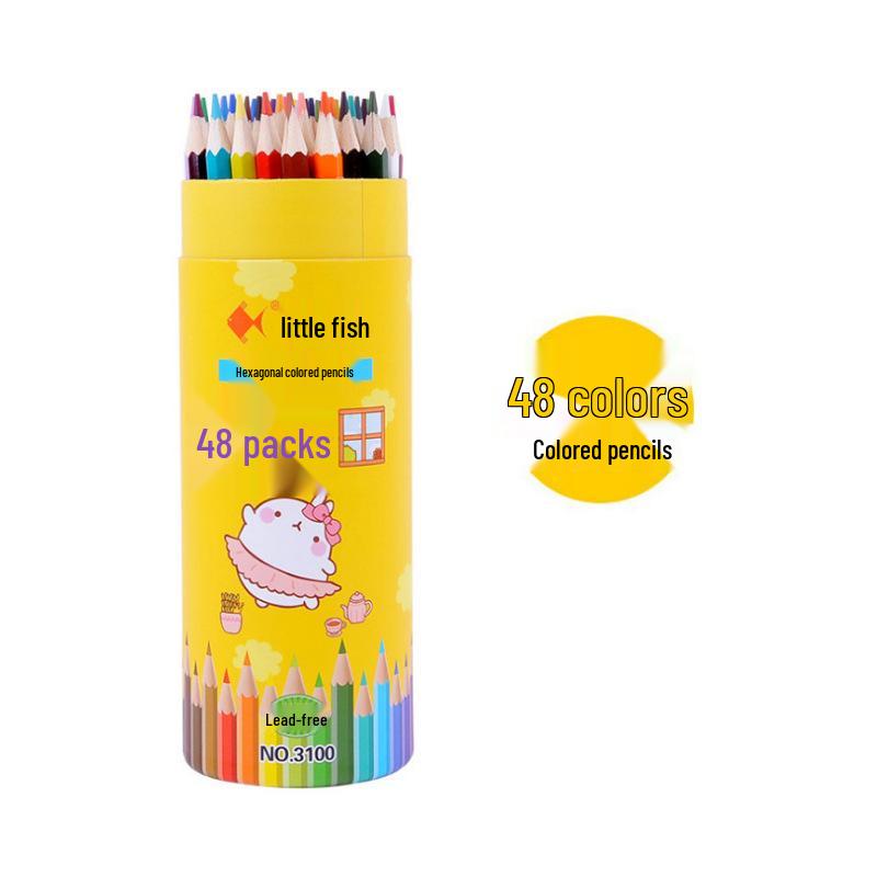 Little Fish Yellow Hexagonal Colored Pencils Set for Students - Custom Logo Available
